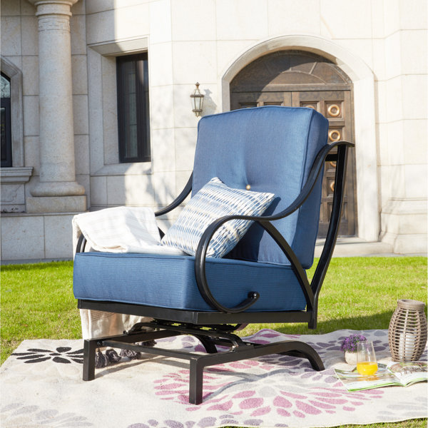 Charlton Home® Outdoor Sigmund Rocking Metal Chair with Cushions